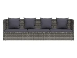 Espreguiçadeira de jardim 200x60 cm vime PE cinzento