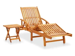 Espreguiçadeira de jardim com mesa e almofadão acácia maciça