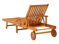 Espreguiçadeira de jardim com mesa e almofadão acácia maciça