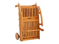 Espreguiçadeira de jardim com mesa e almofadão acácia maciça