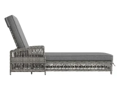 Espreguiçadeira de vime (4 peças) - 4 x 192 x 70 x 58 cm - com encosto ajustável + almofada removível - metal + plástico - cinza