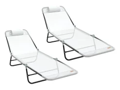 Espreguiçadeira dobrável 2 pcs Creme 182 x 55 x 85,5 cm