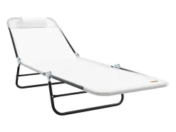 Espreguiçadeira dobrável 2 pcs Creme 182 x 55 x 85,5 cm