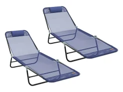 Espreguiçadeira dobrável 2 pcs Azul Marinho 182 x 55 x 85,5 cm