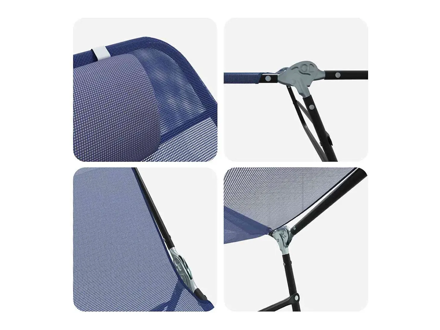 Espreguiçadeira dobrável 2 pcs Azul Marinho 182 x 55 x 85,5 cm