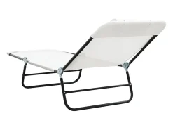 Espreguiçadeira dobrável Creme 182 x 55 x 85,5 cm Textilene