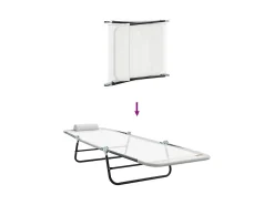 Espreguiçadeira dobrável Creme 182 x 55 x 85,5 cm Textilene