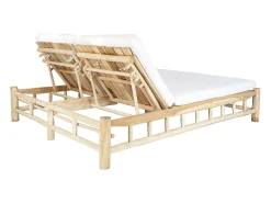 Espreguiçadeira dupla em teca com colchão - Natural claro e branco - TULUM de MYLIA