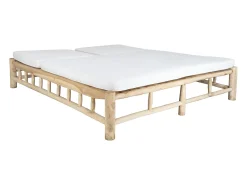 Espreguiçadeira dupla em teca com colchão - Natural claro e branco - TULUM de MYLIA