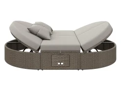 Espreguiçadeira dupla em vime - Espreguiçadeira de jardim com estrutura lateral - Ângulo ajustável individualmente - Com almofadas - 2 lugares - Cinza