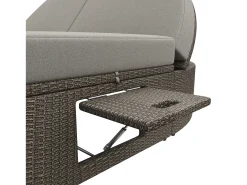 Espreguiçadeira dupla em vime - Espreguiçadeira de jardim com estrutura lateral - Ângulo ajustável individualmente - Com almofadas - 2 lugares - Cinza