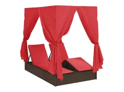 Espreguiçadeira Dupla Vermelho 205 x 129 x 200 cm vime PE