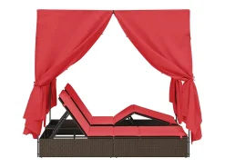 Espreguiçadeira Dupla Vermelho 205 x 129 x 200 cm vime PE