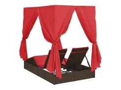 Espreguiçadeira Dupla Vermelho 205 x 129 x 200 cm vime PE
