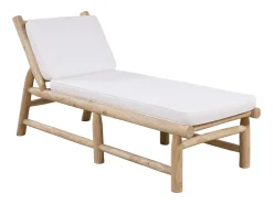 Espreguiçadeira em teca com colchão natural claro e branco - TULUM de MYLIA