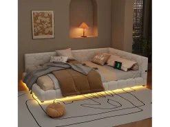 Espreguiçadeira em veludo 140x200cm - com LED e porta USB - Branco