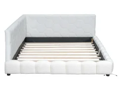Espreguiçadeira em veludo 140x200cm - com LED e porta USB - Branco