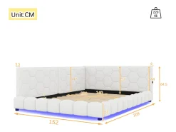 Espreguiçadeira em veludo 140x200cm - com LED e porta USB - Branco