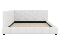 Espreguiçadeira em veludo 140x200cm - com LED e porta USB - Branco