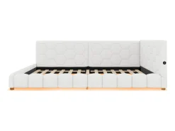 Espreguiçadeira em veludo 140x200cm - com LED e porta USB - Branco