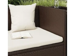 Espreguiçadeira jardim c/ almofadão+almofadas vime PE castanho