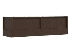 Espreguiçadeira jardim c/ almofadão+almofadas vime PE castanho