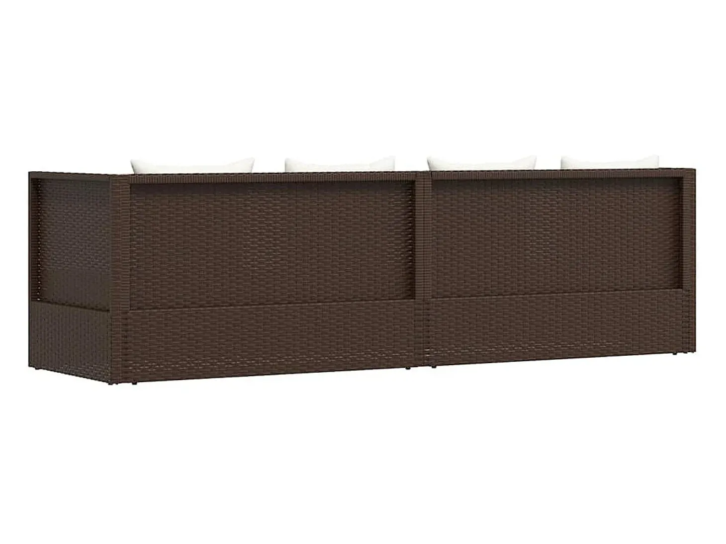 Espreguiçadeira jardim c/ almofadão+almofadas vime PE castanho