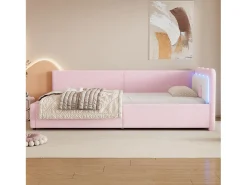 Espreguiçadeira 90x200cm com LED e base de ripas - Rosa