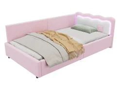 Espreguiçadeira 90x200cm com LED e base de ripas - Rosa