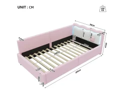 Espreguiçadeira 90x200cm com LED e base de ripas - Rosa