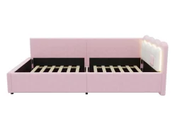 Espreguiçadeira 90x200cm com LED e base de ripas - Rosa