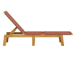 Espreguiçadeiras 2 pcs madeira de acácia maciça/tecido vermelho