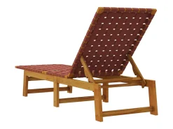 Espreguiçadeiras 2 pcs madeira de acácia maciça/tecido vermelho