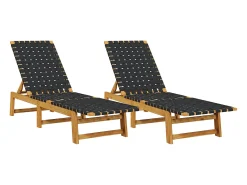 Espreguiçadeiras 2 pcs madeira de acácia maciça/tecido preto