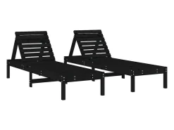 Espreguiçadeiras 2 pcs 199,5x60x74 cm pinho maciço preto