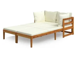Espreguiçadeiras c/ almofadões cor creme 2pcs madeira de acácia