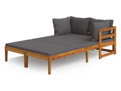 Espreguiçadeiras c/ almofadões cinza-escuro 2pcs madeira acácia