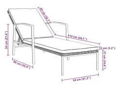 Espreguiçadeiras com mesa 2 pcs vime PE cinzento