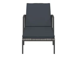 Espreguiçadeiras com mesa 2 pcs vime PE cinzento