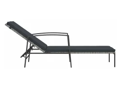 Espreguiçadeiras com mesa 2 pcs vime PE cinzento