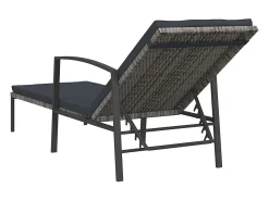 Espreguiçadeiras com mesa 2 pcs vime PE cinzento