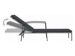 Espreguiçadeiras com mesa 2 pcs vime PE cinzento