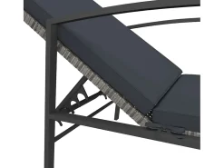 Espreguiçadeiras com mesa 2 pcs vime PE cinzento