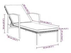 Espreguiçadeiras com mesa 2 pcs vime PE castanho
