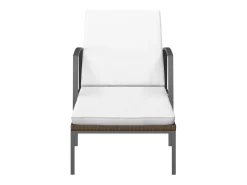 Espreguiçadeiras com mesa 2 pcs vime PE castanho