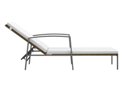 Espreguiçadeiras com mesa 2 pcs vime PE castanho