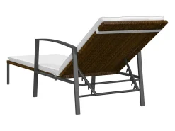 Espreguiçadeiras com mesa 2 pcs vime PE castanho