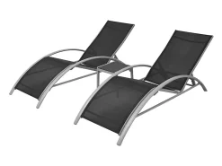 Espreguiçadeiras com mesa alumínio preto