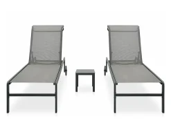 Espreguiçadeiras com mesa 2 pcs textilene e aço