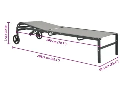Espreguiçadeiras com mesa 2 pcs textilene e aço